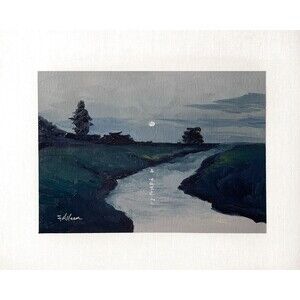 8x10 PNW Original Landscape Oil Painting Pastoral Country Nocturne Art Signed